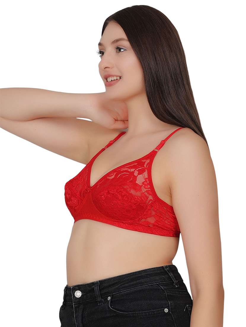 women solid lace detailed t-shirt bra - 21963222 - Standard Image - 2
