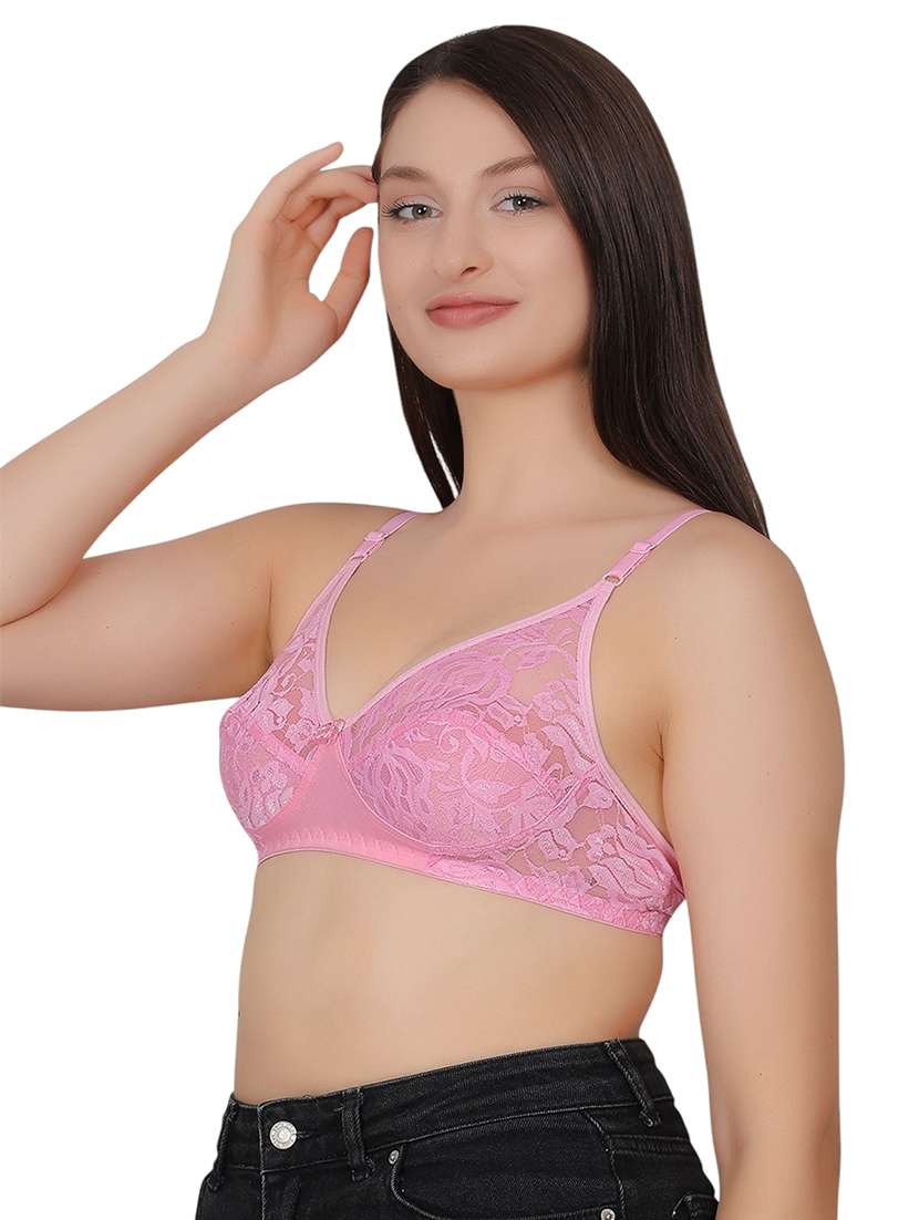women solid lace detailed t-shirt bra - 21963224 - Standard Image - 2