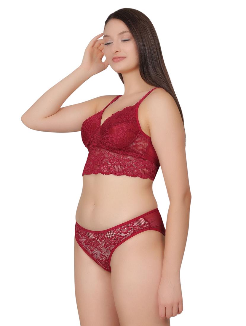 women red lace bralette and panty set - 21963248 - Standard Image - 2