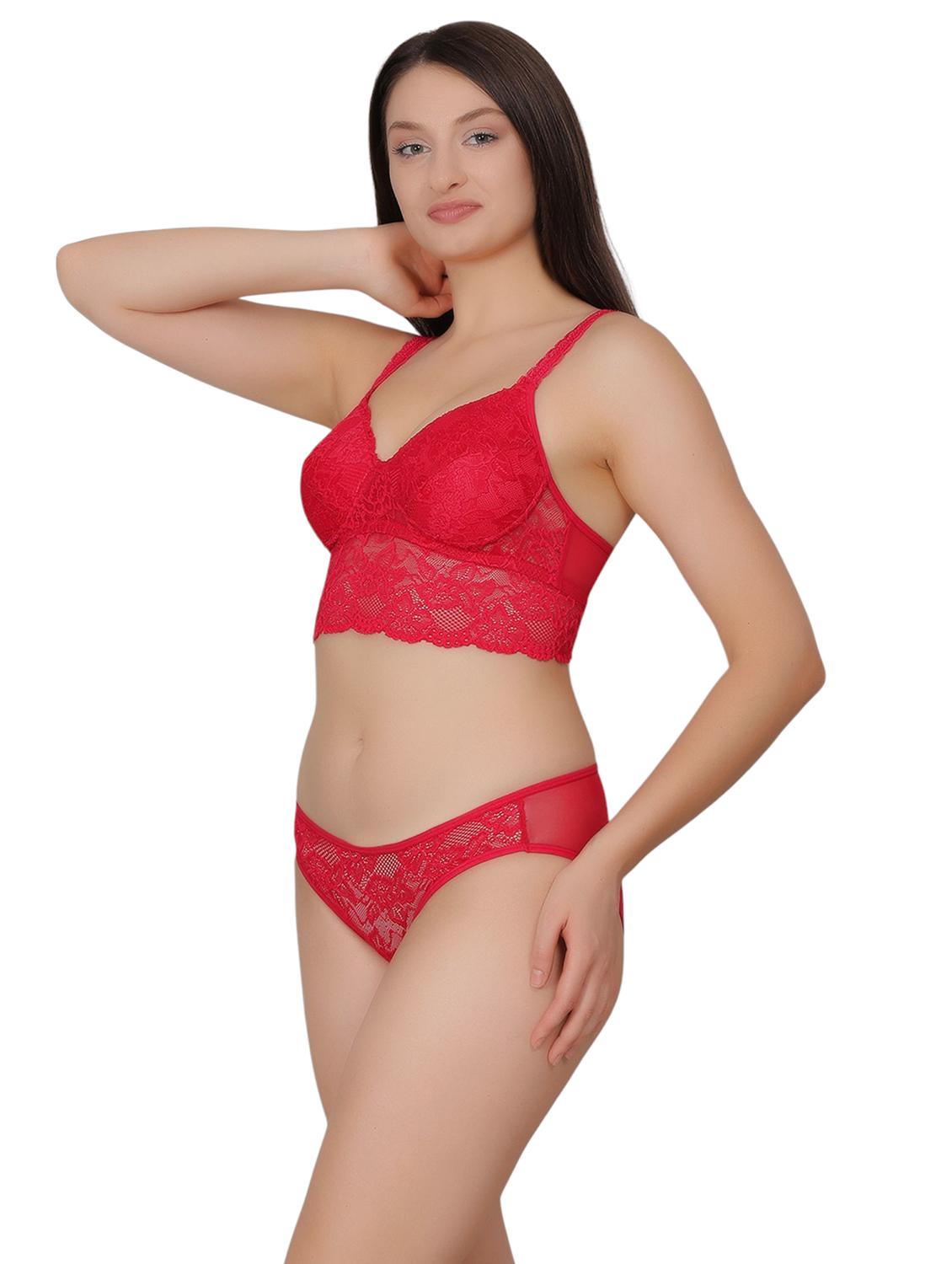 women red lace bralette and panty set - 21963250 - Standard Image - 2