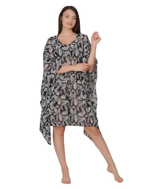 women black printed sheer kaftan dress - 21963276 - Standard Image - 0