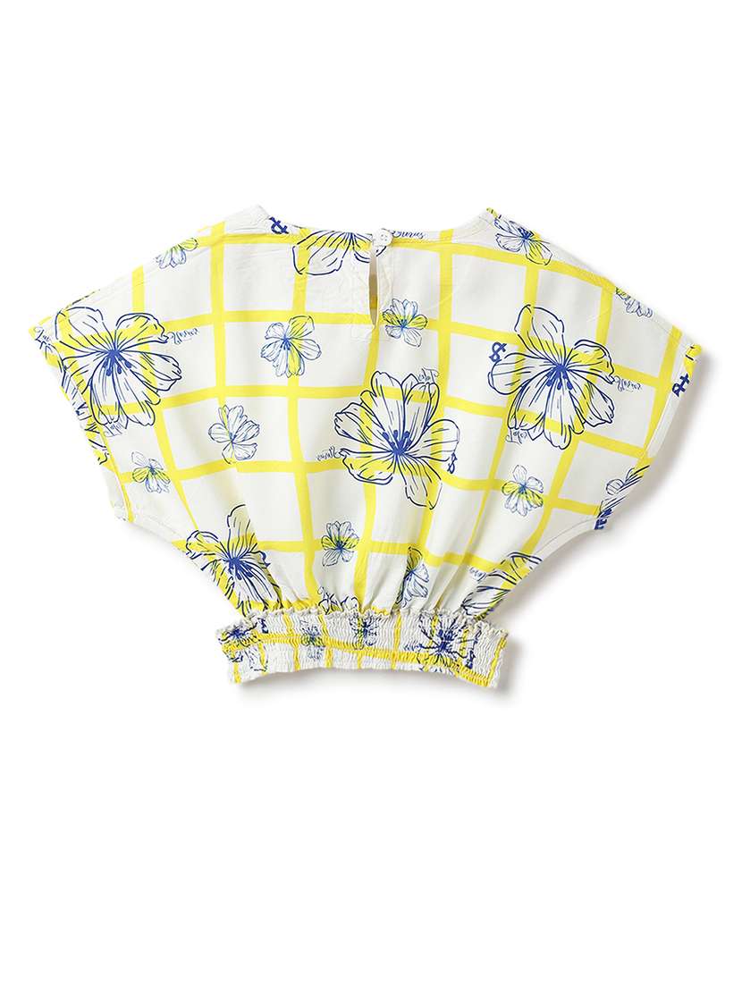 girls white printed cap sleeve crop top - 21963304 - Standard Image - 2
