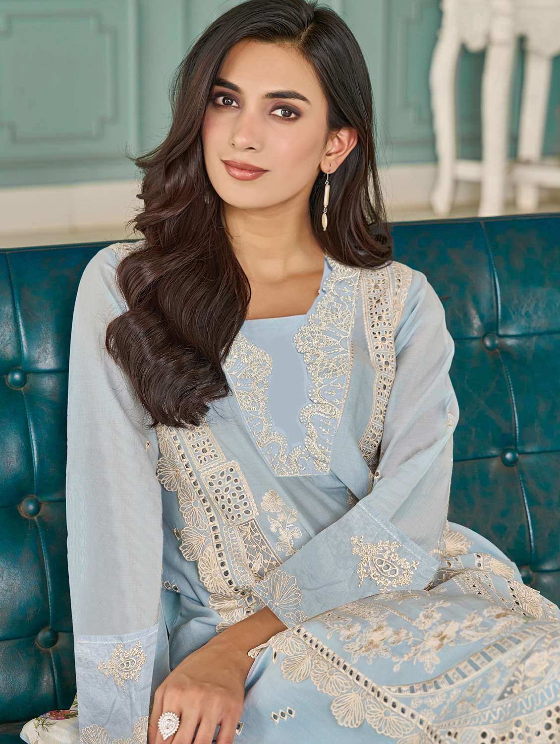women long sleeve kurta pant with dupatta set - 21963412 - Standard Image - 2