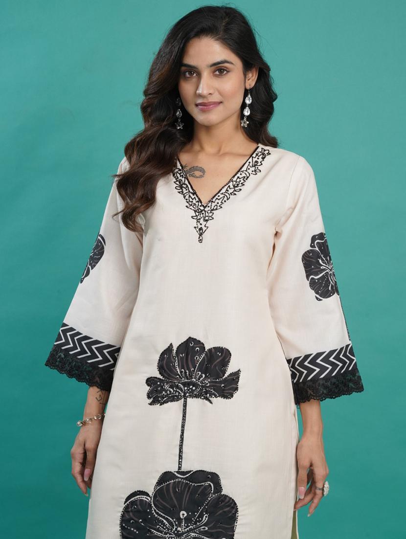 women off white long sleeve kurta pant with dupatta set - 21963428 - Standard Image - 2