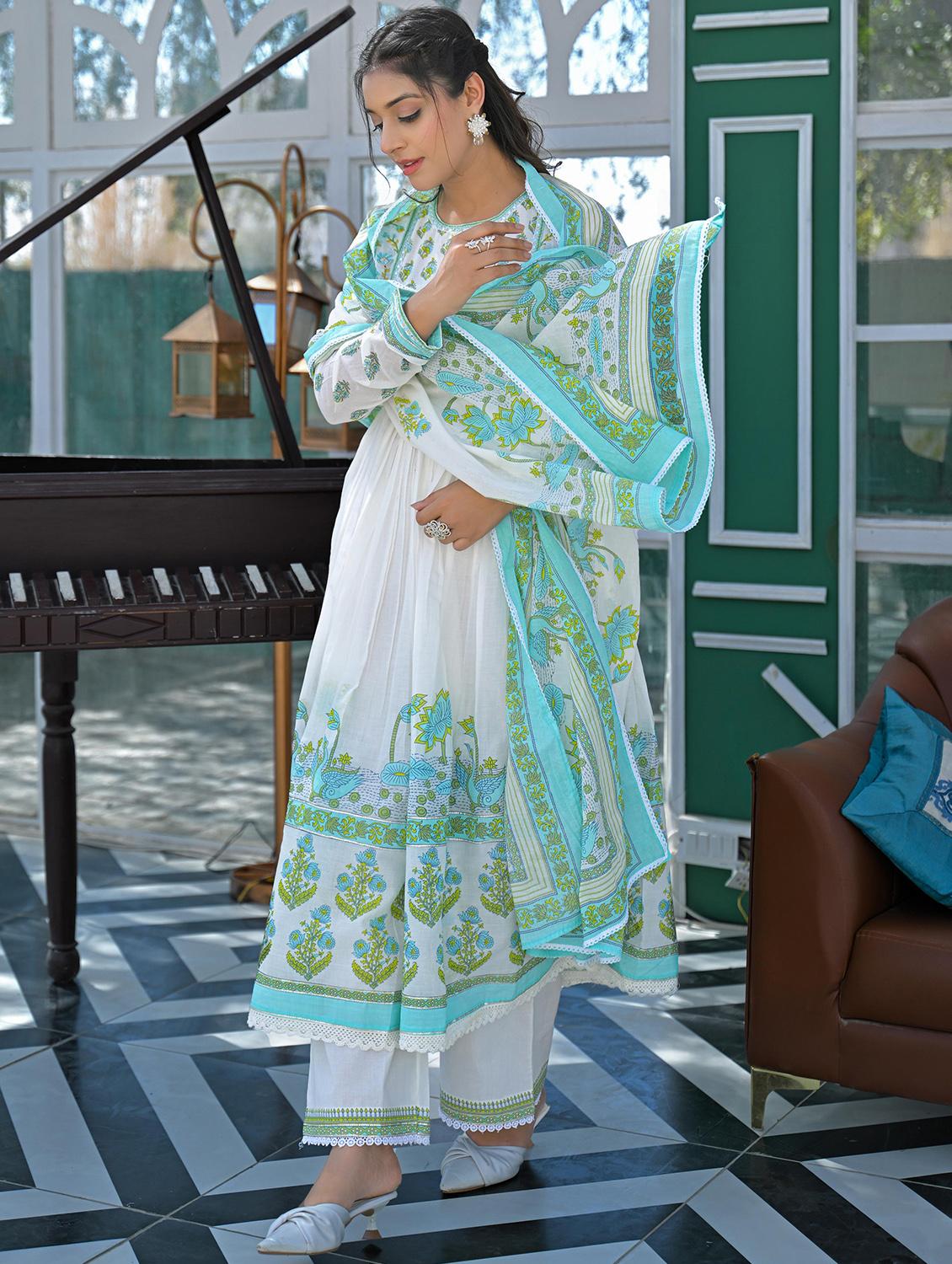 women white long sleeve kurta palazzo with dupatta set - 21963451 - Standard Image - 2