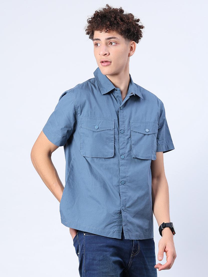 men solid short sleeve regular fit casual shirt - 21963935 - Standard Image - 2