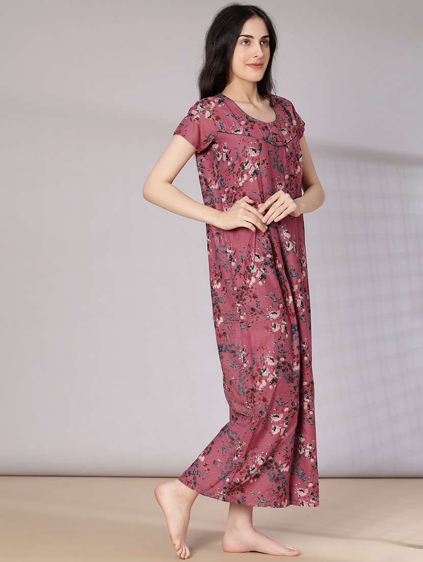 women printed short sleeve nighty - 21963990 -  Standard Image - 2