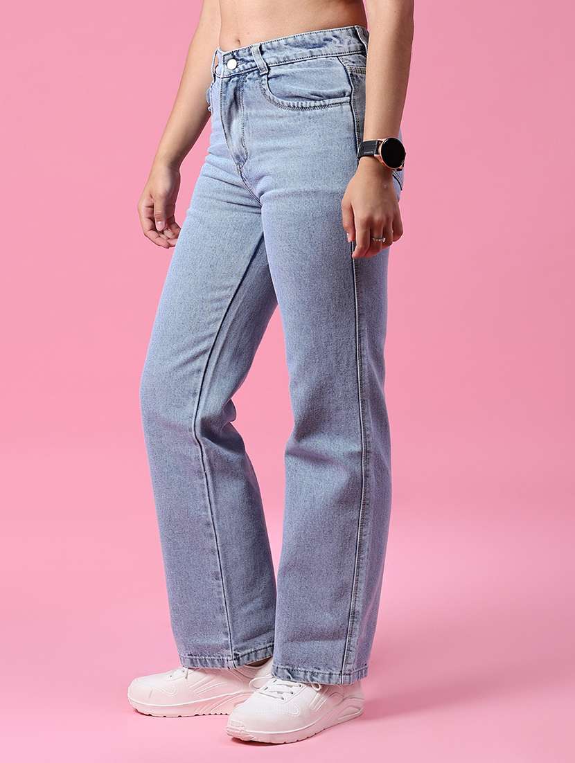 women plain mid rise straight fit jeans - 21964251 -  Standard Image - 2