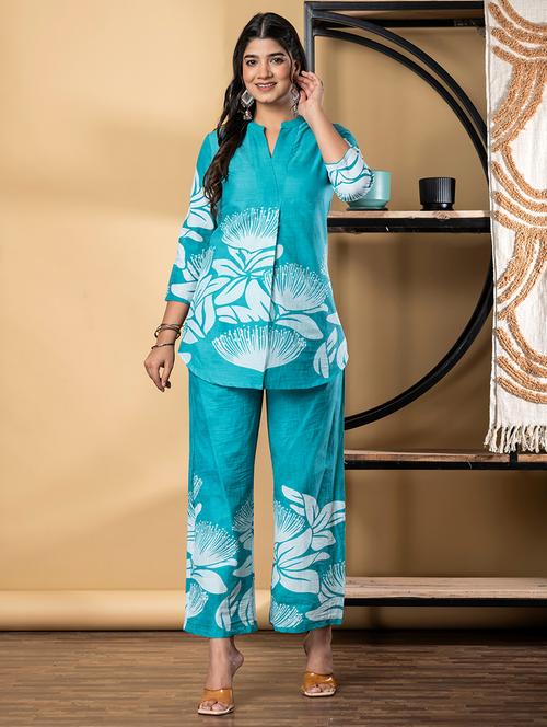 women three quarter sleeve ethnic co-ord set - 21964289 - Standard Image - 0