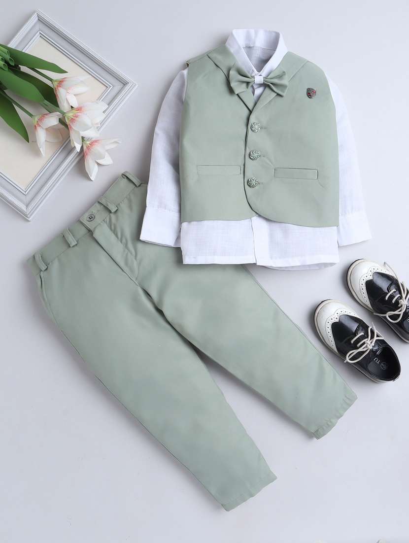 boys solid waistcoat and trouser set
