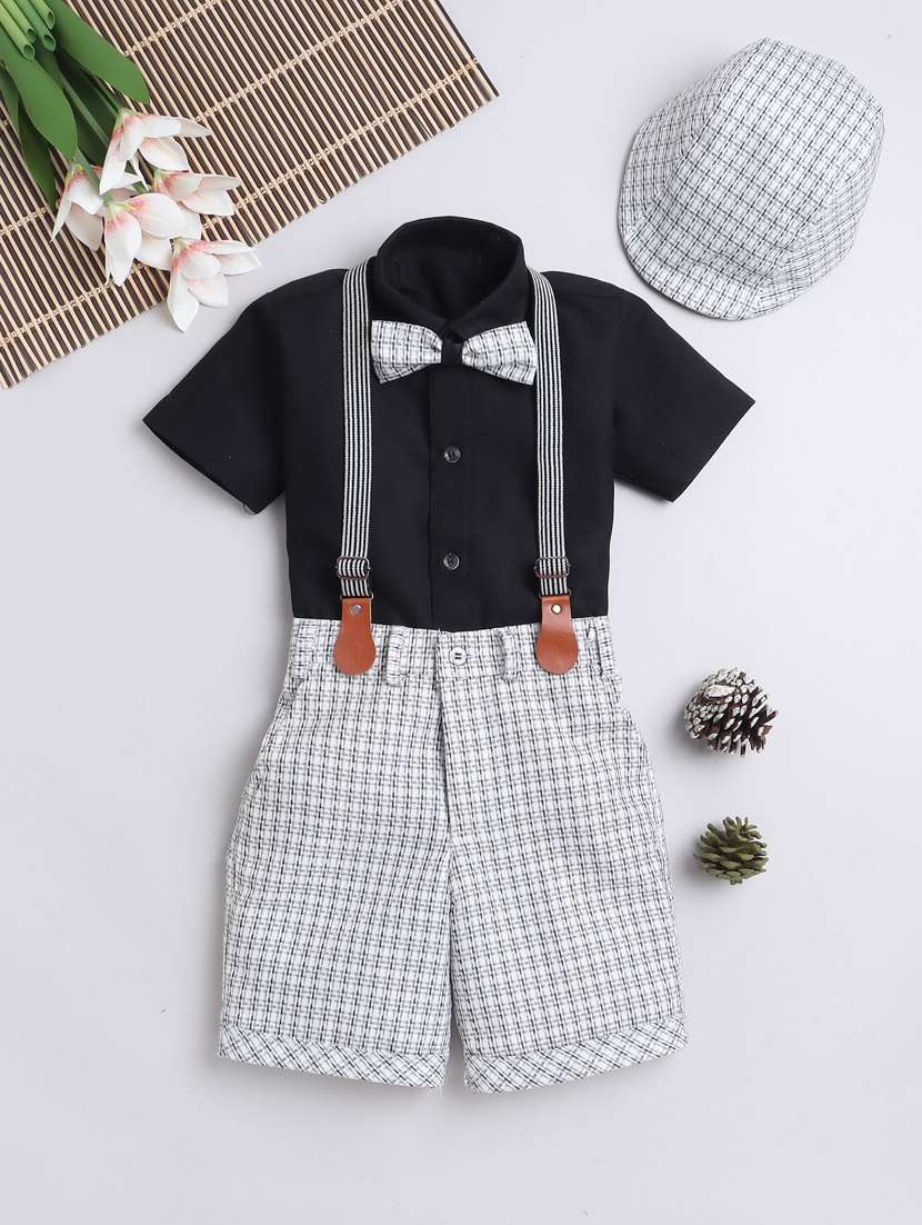boys printed shirt and shorts with golf cap