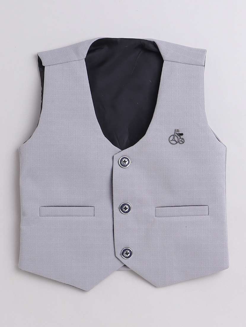 boys solid shirt and trouser with waistcoat set - 21964423 -  Standard Image - 2