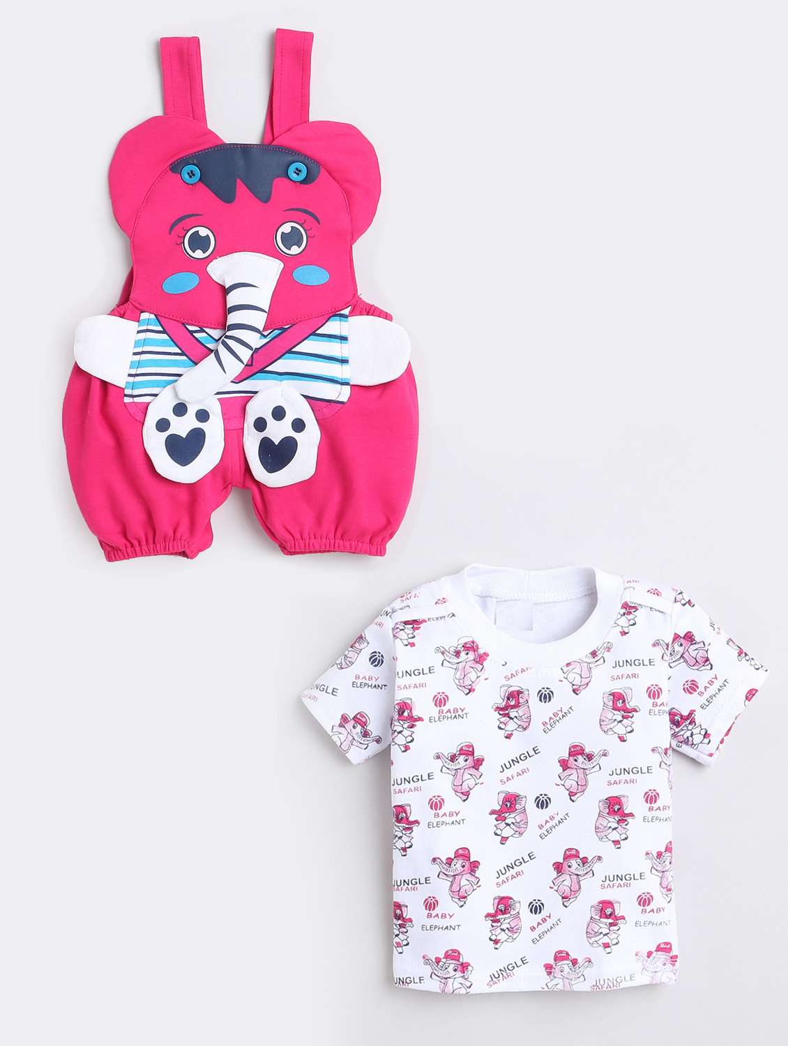 girls printed t-shirt and dungree set