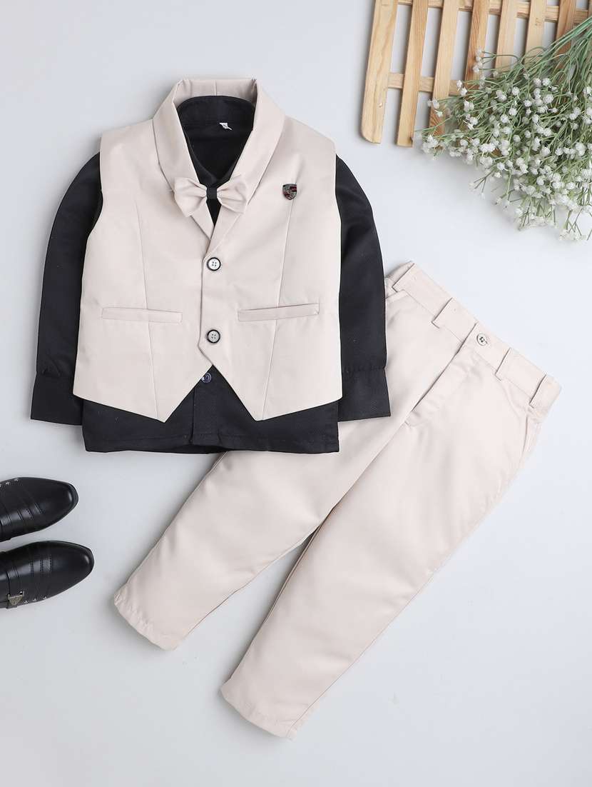 boys shirt and trouser with waistcoat and bow tie