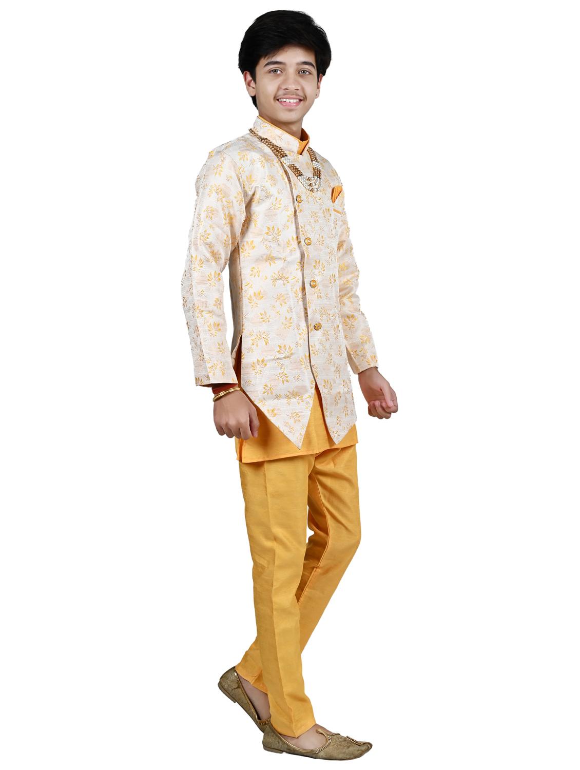 boys floral print sherwani with pant set - 21964782 - Standard Image - 2