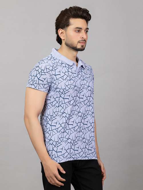 men printed short sleeve slim fit polo t-shirt - 21964808 -  Standard Image - 0