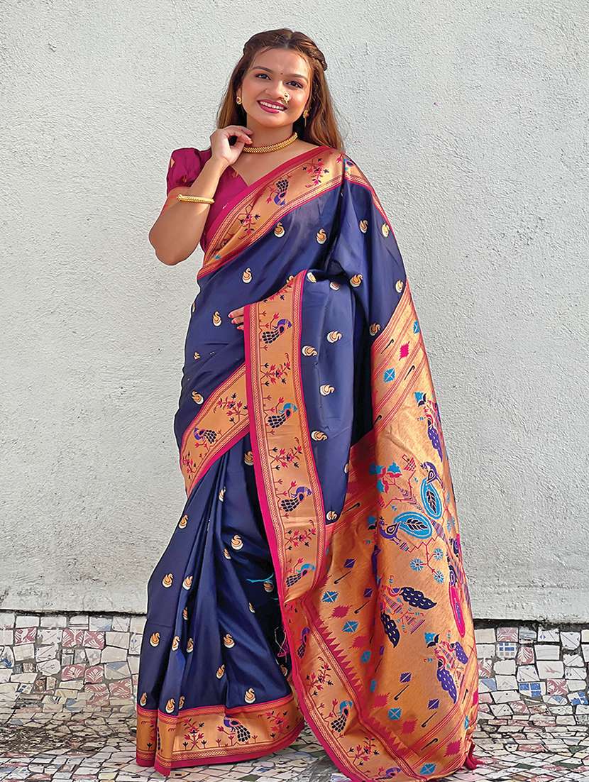 women self design paithani saree with blouse