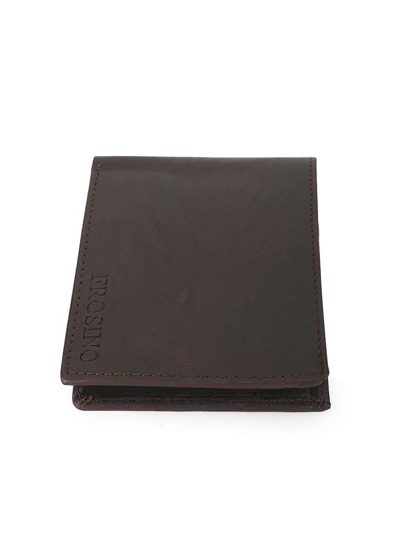 men brown solid bi-fold wallet