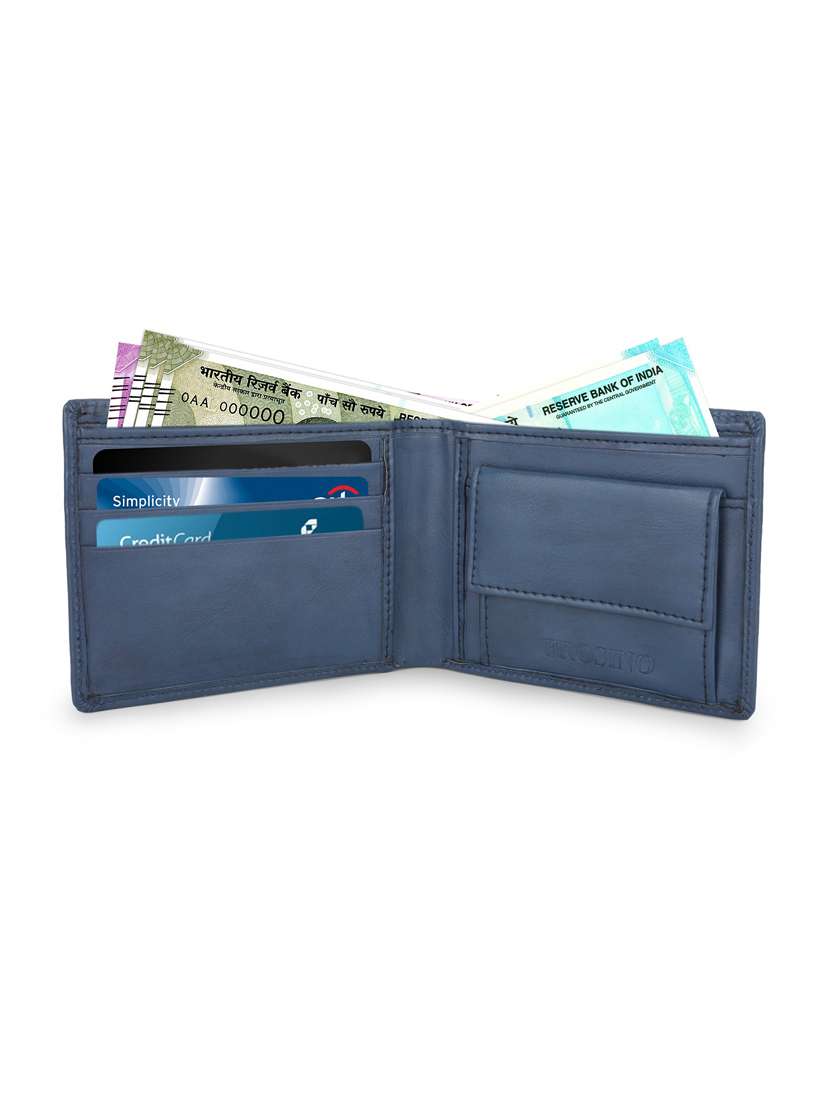 men blue solid bi-fold wallet - 21964828 - Standard Image - 2