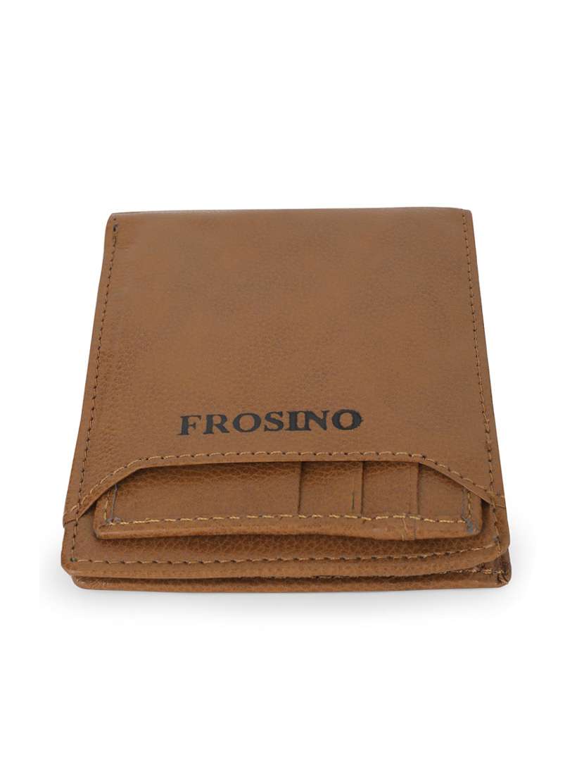 men brown leatherette formal snap wallet