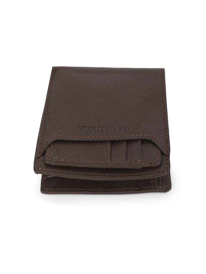 men brown leatherette bifold card wallet