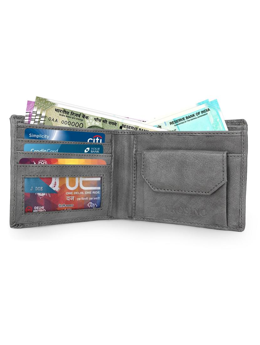 men grey leatherette bi-fold wallet - 21964832 - Standard Image - 2