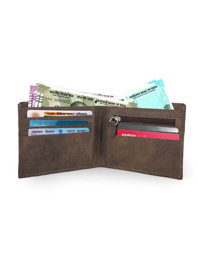 men brown leatherette bi-fold wallet - 21964834 - Standard Image - 2