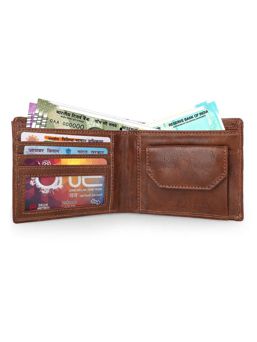 men tan leatherette bifold wallet - 21964835 - Standard Image - 2