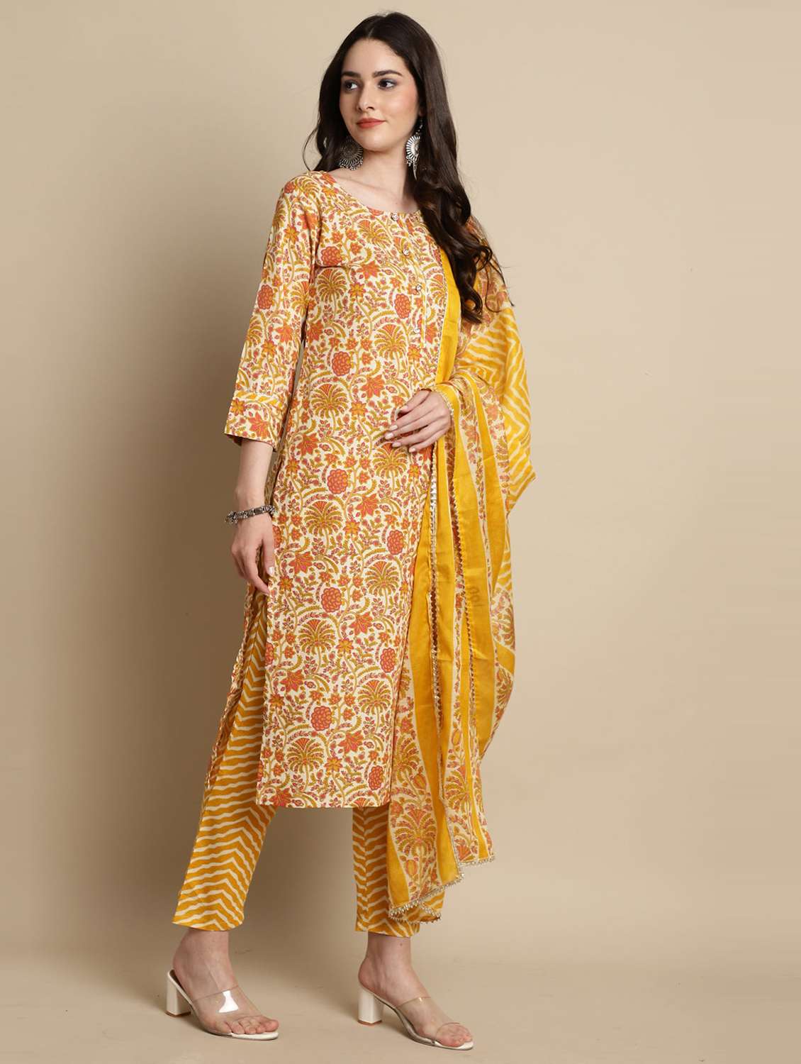 women printed kurta and pant with dupatta set - 21964920 -  Standard Image - 2