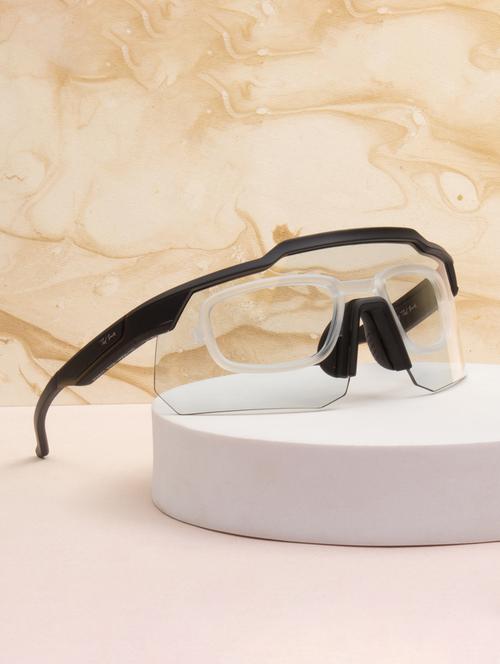 men's black wrap-around frame sports sunglasses - 21964954 - Standard Image - 0