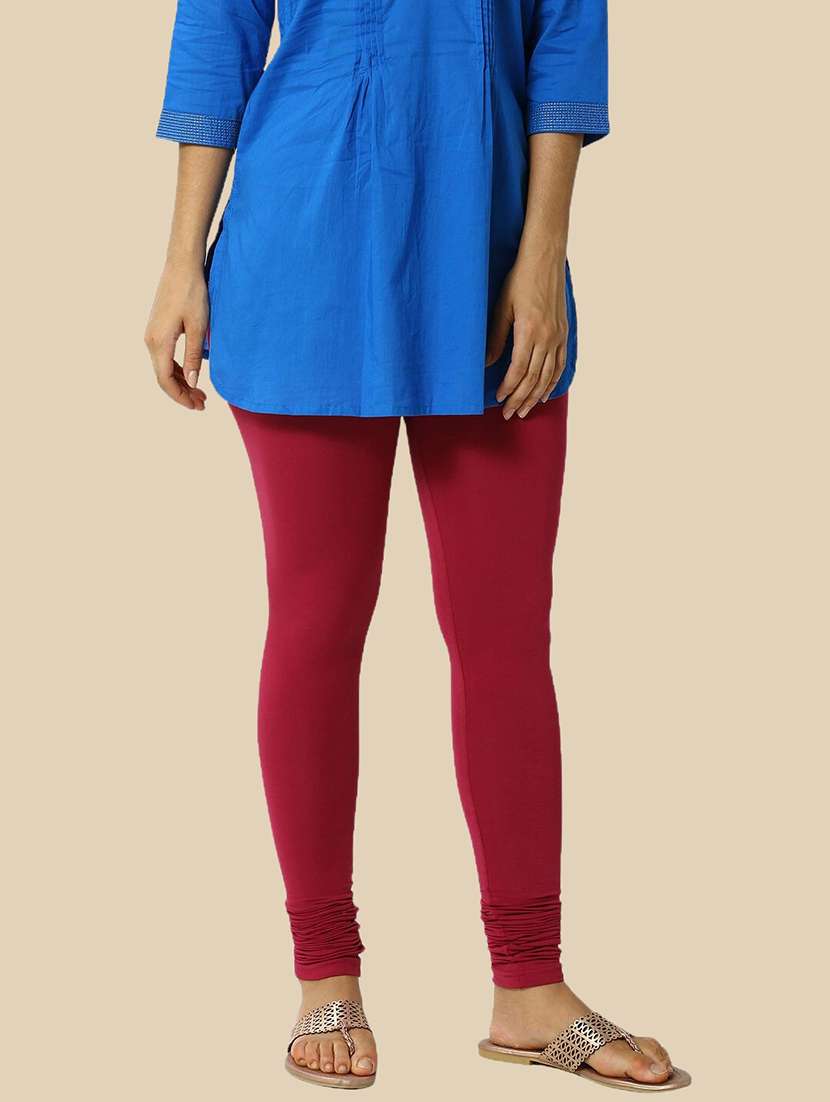 women solid mid rise full length legging