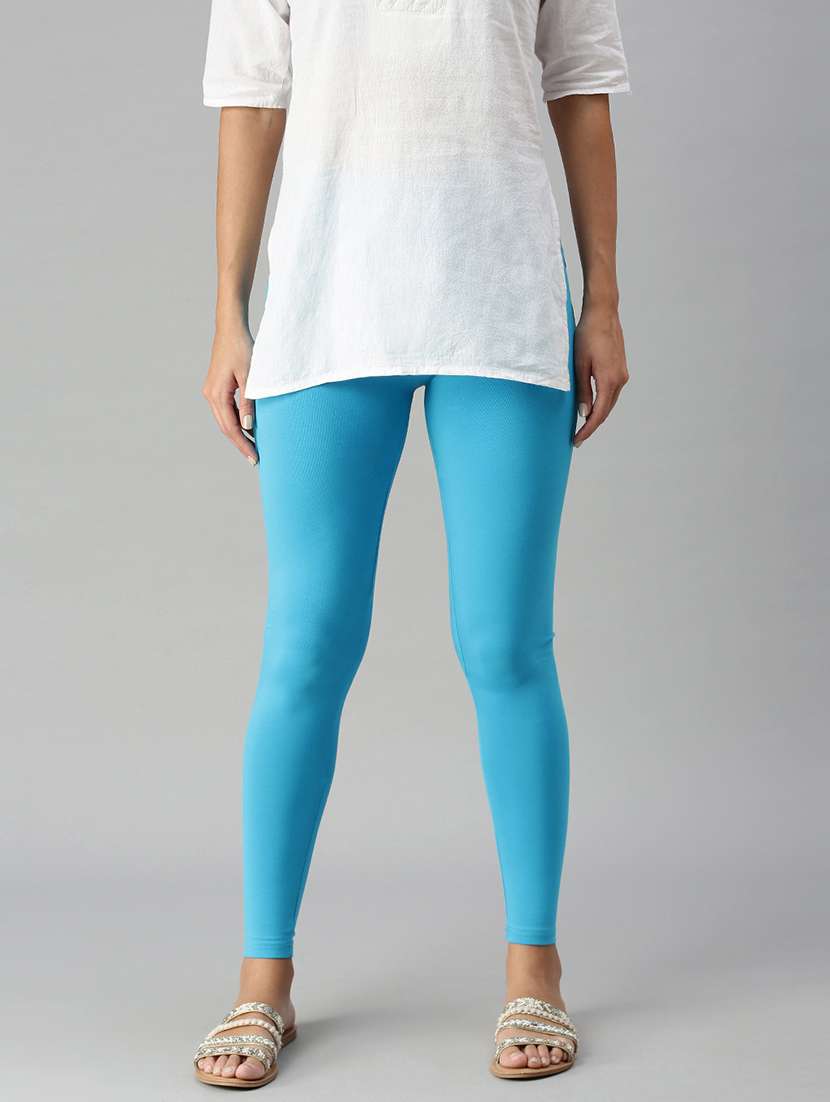 women solid mid rise ankle length legging