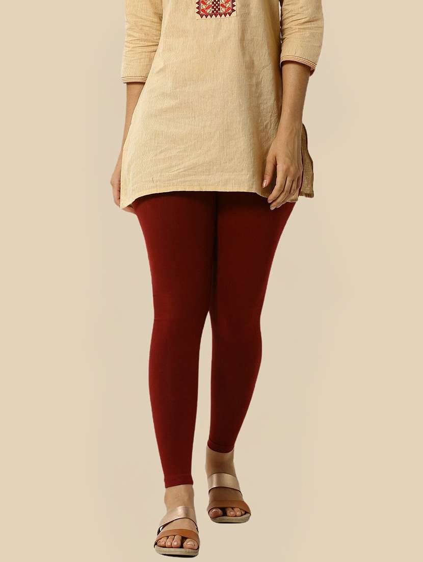 women solid mid rise ankle length legging