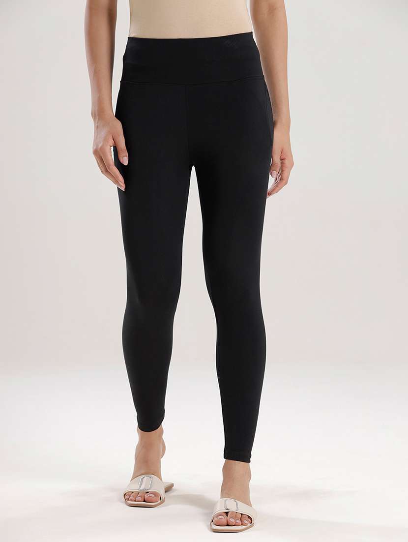 women solid mid rise ankle length legging