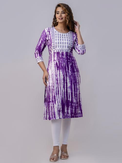 women three quarter sleeve straight kurta - 21965087 - Standard Image - 0