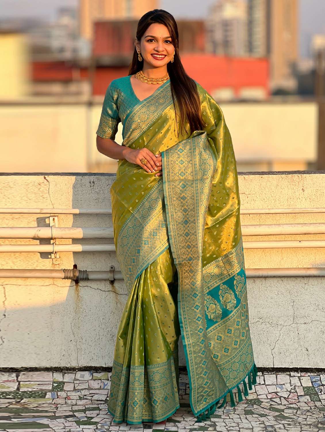 women self design banarasi saree with blouse