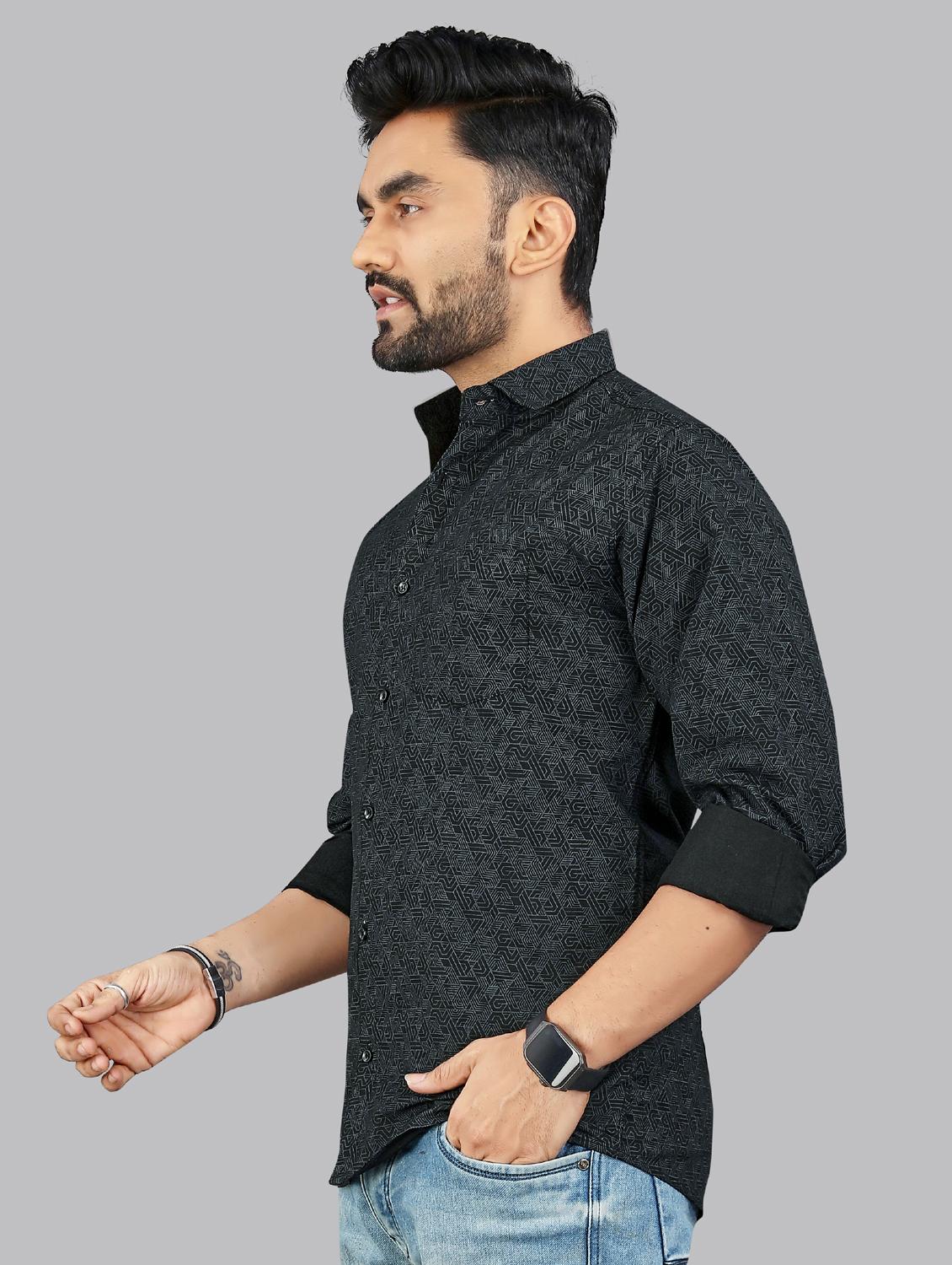 men printed long sleeve regular fit casual shirt - 21965108 - Standard Image - 2