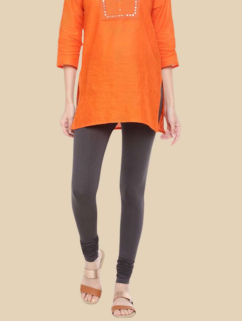 women solid mid rise full length legging