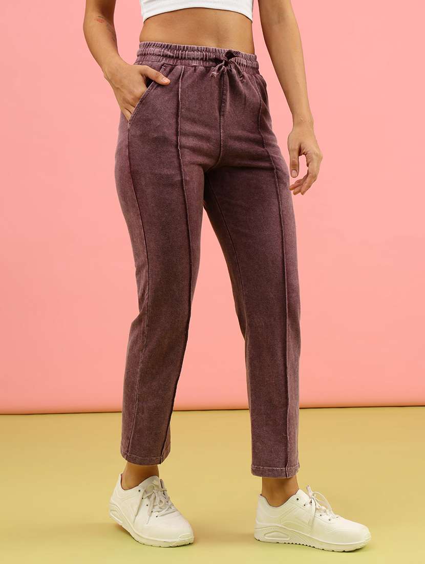 women solid mid rise regular fit track pant - 21965271 -  Standard Image - 2