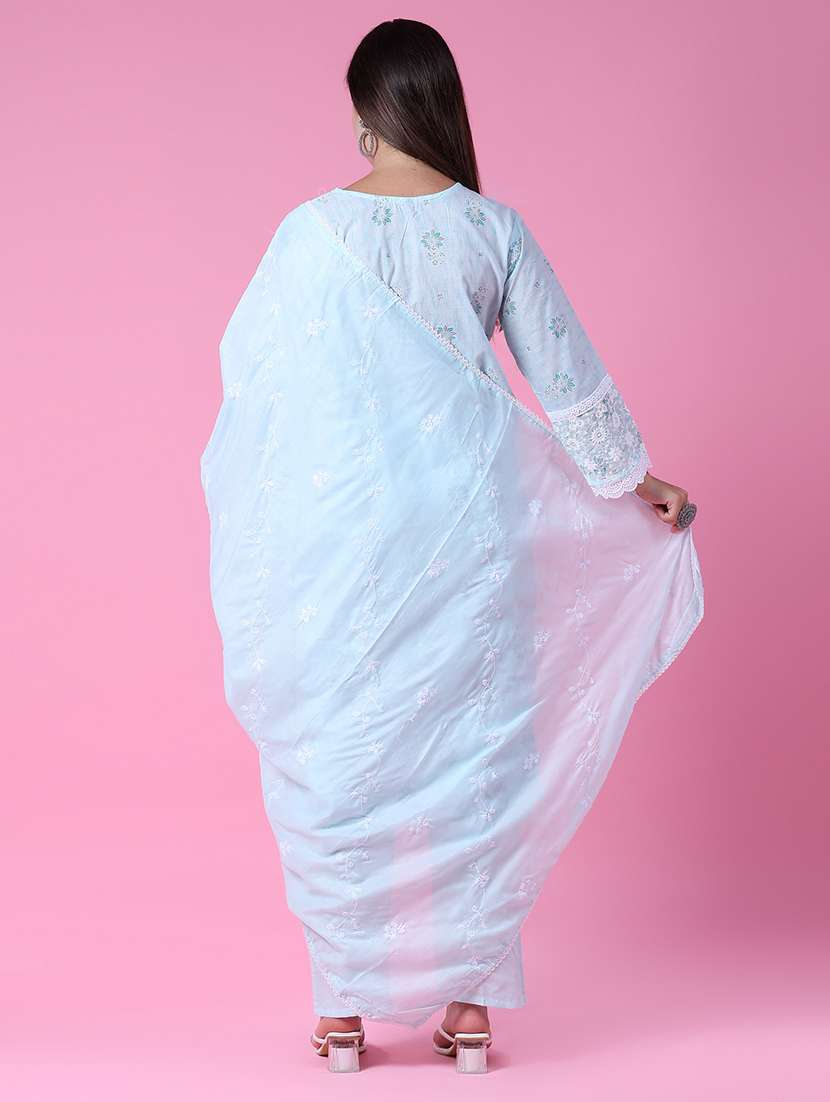 women three quarter sleeve kurta pant with dupatta set - 21965516 -  Standard Image - 2