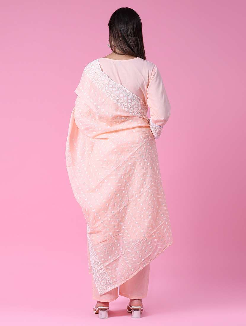 women three quarter sleeve kurta pant with dupatta set - 21965520 -  Standard Image - 2