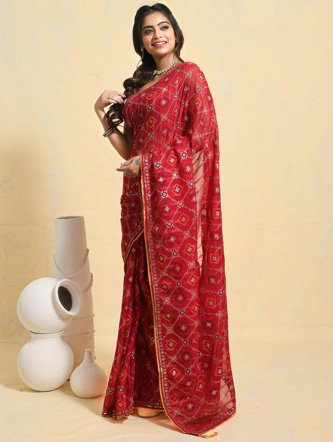 women printed casual wear saree with blouse - 21965541 - Standard Image - 2
