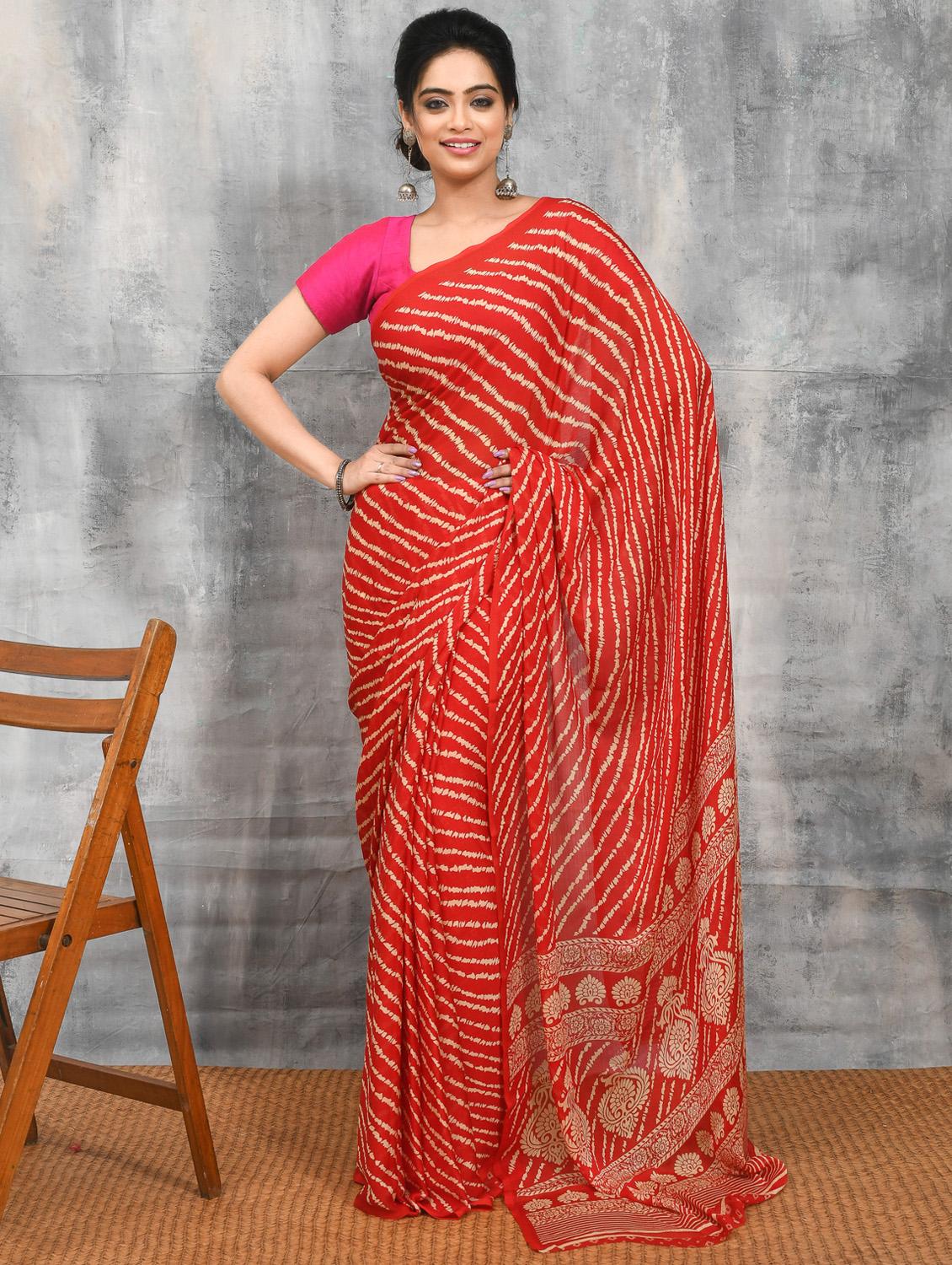 women printed casual wear saree with blouse - 21965592 -  Zoom Image - 0