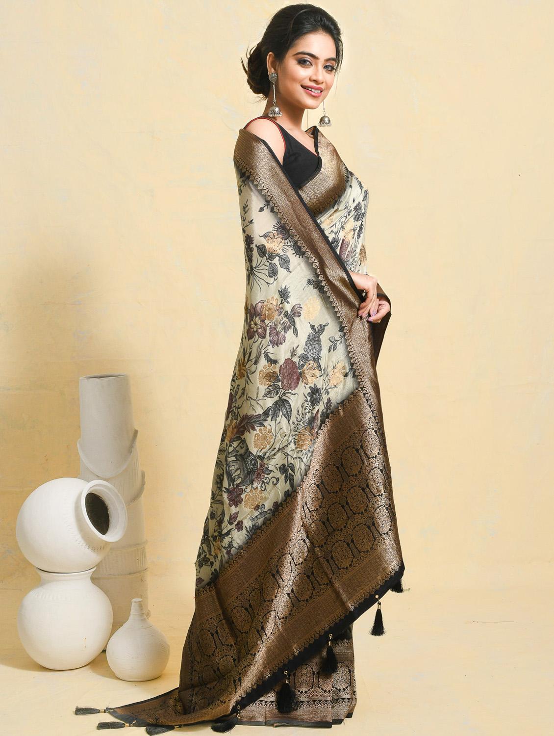 women printed casual wear saree with blouse - 21965604 - Standard Image - 2