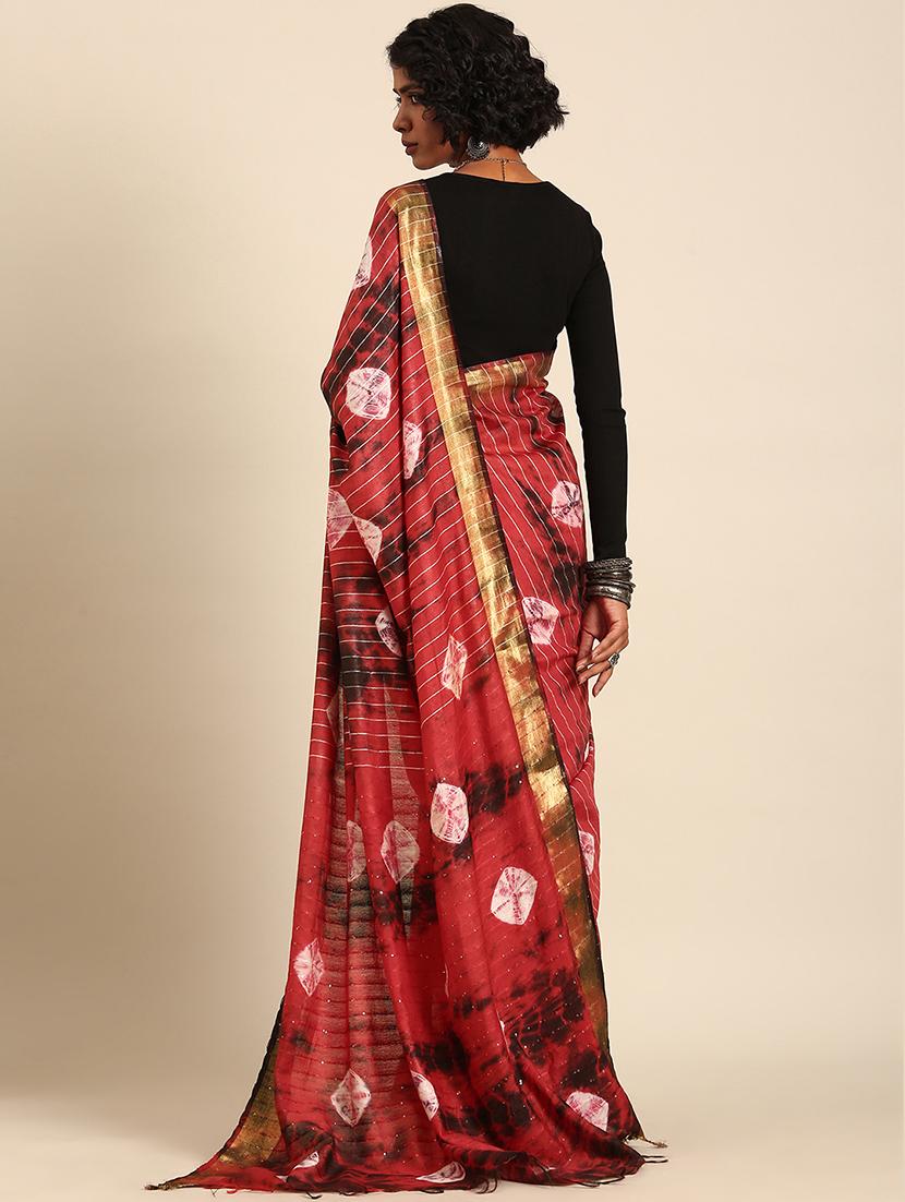 women bandhani printed saree with blouse - 21965655 - Standard Image - 2