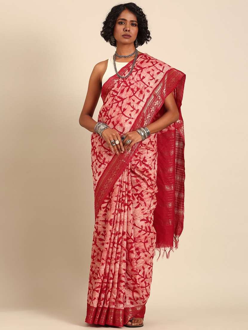 women printed casual wear saree with blouse