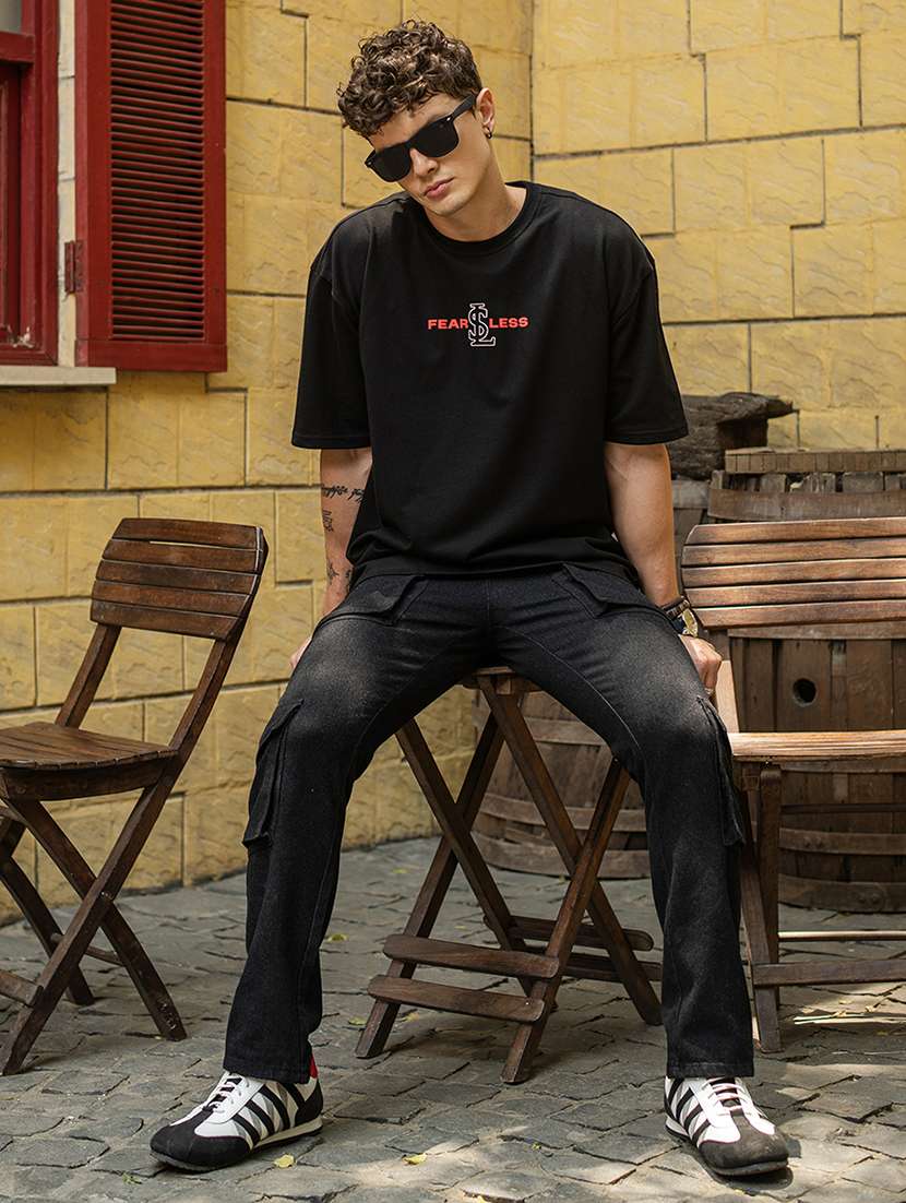 men front & back print round neck oversized t-shirt - 21965682 -  Standard Image - 2