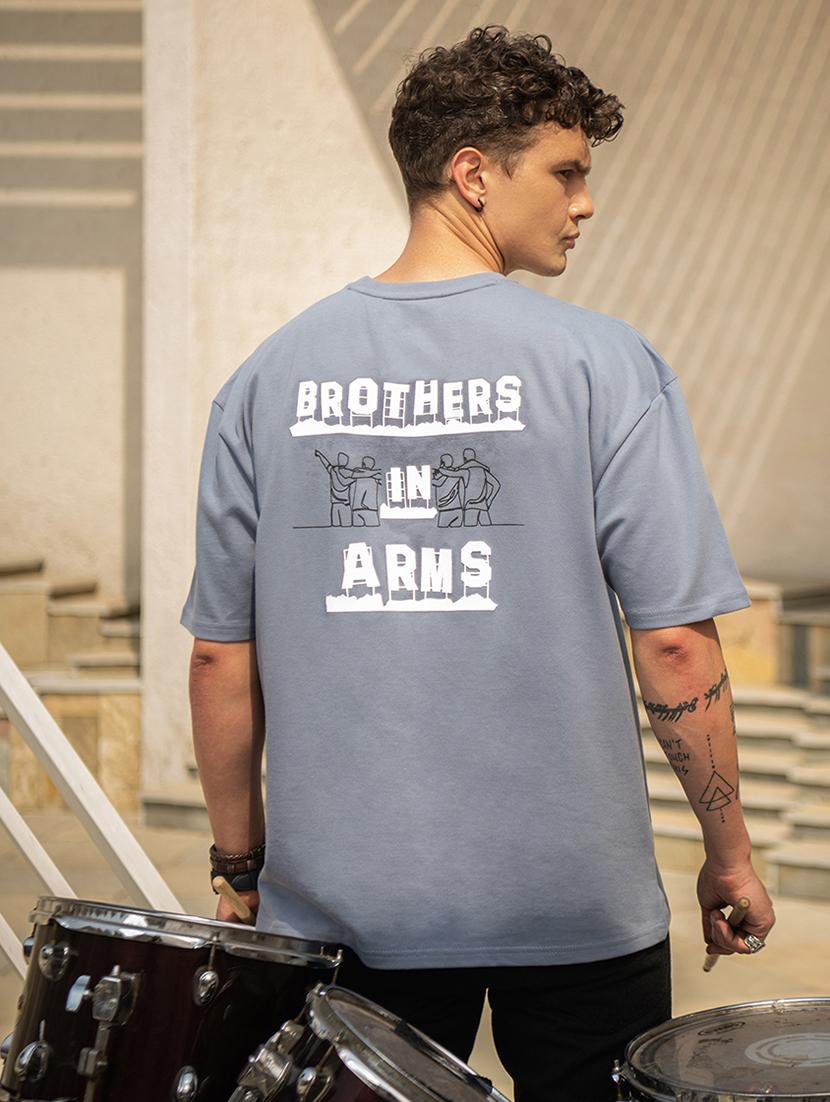 men front & back print round neck oversized t-shirt - 21965683 - Zoom Image - 0
