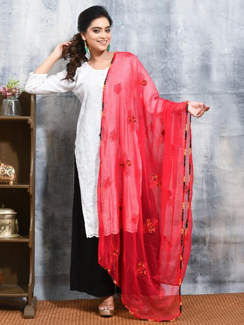 women solid with work embroidered dupatta - 21965753 - Standard Image - 0