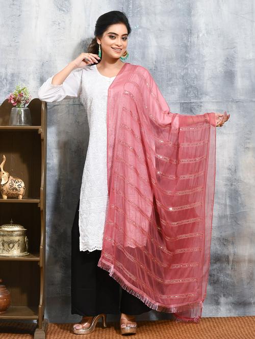 women solid with work embroidered dupatta - 21965789 - Standard Image - 0